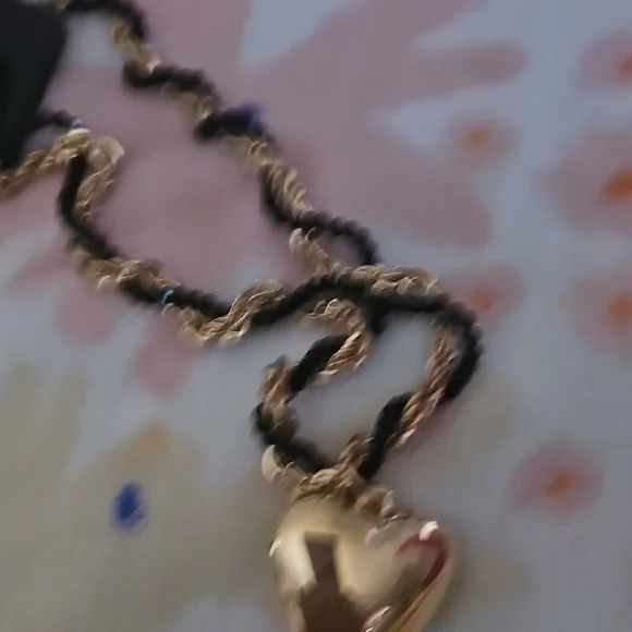 Paparazzi Gold Heart Necklace with Black Accents - Picture 4 of 4